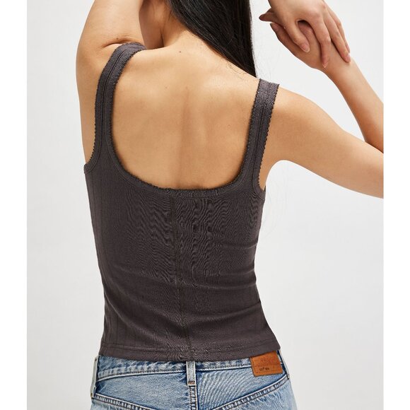 FREE PEOPLE End Game Pointelle Tank / Volcanic Glass - Picture 3 of 4